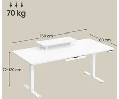 Songmics Kilnojamas rašomasis stalas 160 × 80 cm