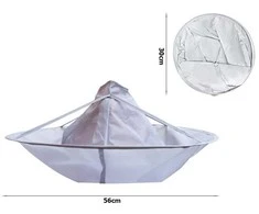 Kirpimo apsiaustas poliesternis, 56 cm, sidabrinis