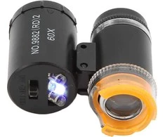 Pocket microscope jeweler's magnifier 2 led uv