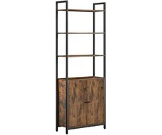 Songmics Vasagle Knygų spinta 24 x 60 x 159,5 cm vintažinė ruda-juoda