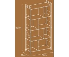 Songmics Knygų lentyna 74 x 30 x 150 cm