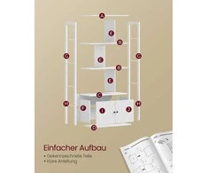 Songmics Vasagle Knygų spinta su 4 atviromis lentynomis, moderni