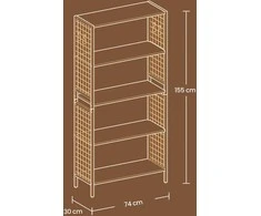 Songmics Knygų lentyna VASAGLE, 74 x 30 x 155 cm, 4 lentynos
