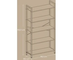 Songmics Knygų lentyna VASAGLE 80x30x153 cm