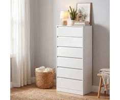 Songmics Komoda balta 6 stalčių