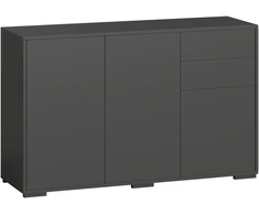 Komoda su 2 stalčiais ir „Push-Click“ mechanizmu, juoda, 117 × 36 × 74 cm