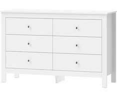 Komoda su 6 stalčiais, balta, 118 × 39,5 × 75,5 cm