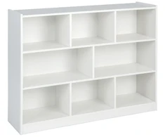 Komoda su 8 atvirais skyriais, pilka/balta, 122 x 32 x 93 cm
