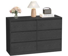 Songmics Komoda su šešiomis stalčiais, 40x119,4x75 cm, juoda