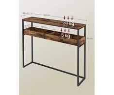 Songmics Konsolinis stalas 24 x 100 x 80 cm