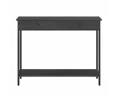 Songmics Konsolinis stalas su 2 metaliniais stalčiais, 30x80x100 cm, juodas