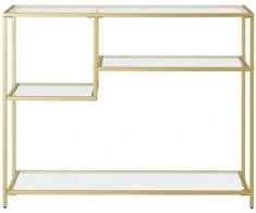 Songmics Konsolinis staliukas iš plieno ir grūdinto stiklo 35x100x80 cm