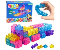 Lean Toys Konstrukcinės kaladėlės, lanksčios, skaidrios, 20 vnt.