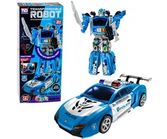 Lean Toys Konstruktorius policijos robotas 2-in-1 su šviesomis ir garsais, mėlynas, baltas, juodas, 46 × 33 × 13 cm, 29 dalių