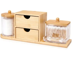 Eleganza Kosmetikos laikymo dėklas su stalčiukais, bambukinis, smėlio spalvos, 30 × 8 × 11,5 cm