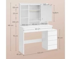 Songmics Kosmetinis stalas 40 × 98,3 × 145 cm