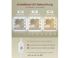 Songmics Kosmetinis staliukas su LED veidrodžiu ir spintelėmis 40 x 107 x 144 cm