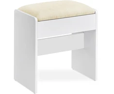 Vasagle Kosmetinis suoliukas su aksominiu apmušalu, kreminės ir baltos spalvos, 45 × 28,6 × 48 cm