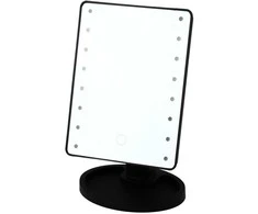 Lean Kosmetinis veidrodis su LED apšvietimu ir reguliuojamu stovu, juodas