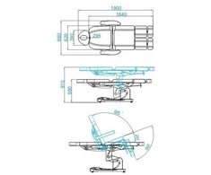 Activeshop Kosmetologinis krėslas AZZURRO 708A PEDI ELECTRIC 3 MOTOR Pilkas