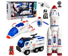 Lean Toys Kosmoso žaislų rinkinys su raketa ir marsaeigiu