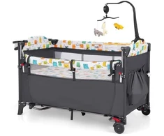 Kūdikio lovelė 5-in-1 pilka