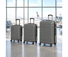 Lagaminų rinkinys su TSA spyna ir dvigubais 360° ratukais, tamsiai pilkas, 49 × 35 × 23 / 60 × 42 × 26 / 69 × 49 × 29 cm, 3 vnt.