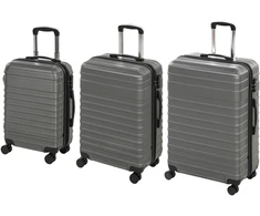 Lagaminų rinkinys su TSA spyna ir dvigubais 360° ratukais, tamsiai pilkas, 49 × 35 × 23 / 60 × 42 × 26 / 69 × 49 × 29 cm, 3 vnt.