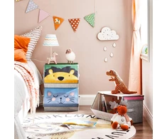 Songmics 3er Set Stoffboxen mit Deckel für Kinder