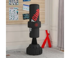 Laisvai pastatomas bokso maišas su reguliuojamo aukščio smūgių pagalve ir pripildomu pagrindu, juodas, 57 × 57 × 175 cm