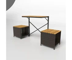 Lauko baldų komplektas „2 viename“, rudas, 168 × 46 × 81 cm