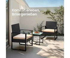 Lauko baldų komplektas Songmics Balkono baldų komplektas juoda 3 vnt.