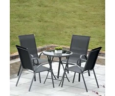 MultiGarden Pilkos sodo kėdės su porankiais, 90.5x72x55 cm, 2 vnt.