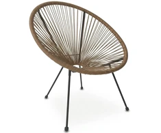 Lauko kėdė su technoratano sėdyne ir metalinėmis kojomis, ratano spalvos, 71 × 75 × 84 cm, 2 vnt.