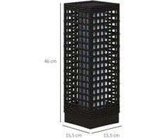 Outsunny saulės energija maitinamas šviestuvas, rotango dizainas, atsparus vandeniui, šviesos jutiklis, automatinė LED sodo lempa, juodas, 15,5x15,5x46 cm