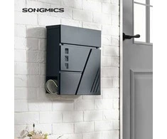 Songmics Sieninė pašto dėžutė su apžiūros langeliu antracito spalvos