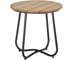 Lauko stalas su reguliuojamomis kojelėmis, rudas, Ø49 × 48 cm
