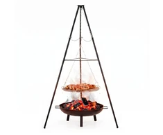 Springos Laužo grilis su ugniaviete, juodas/sidabrinis, 152 cm