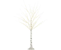 HOMCOM 150 cm dirbtinė eglutė, beržas su LED, Kalėdų eglutė beržas, kalėdinė dekoracija dirbtinis beržas vakarėliui, gimtadieniui, vestuvėms