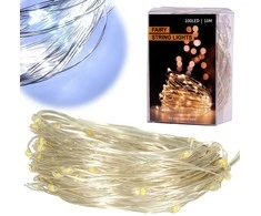 LED girlianda 10 m 100 LED, šaltai balta