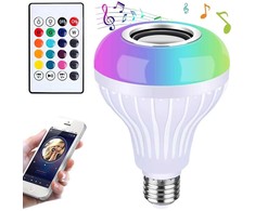 LED lemputė RGB su Bluetooth garsiakalbiu ir nuotoliniu valdymu