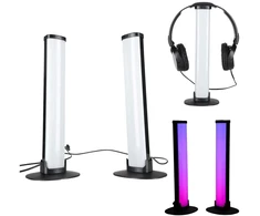 LED stalinės lempos RGB su nuotolinio valdymo pultu, juodos, 23,7 × 3,5 × 2,5 cm, 2 vnt.