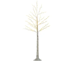 HOMCOM 150 cm šviečianti eglutė, beržinė eglutė su 120 šiltai baltos spalvos 3 ryškumo lygių LED, Kalėdų eglutė beržinė, Led eglutė dirbtinė beržinė, skirta vakarėliui, gimtadieniui, vestuvėms IP44 Balta