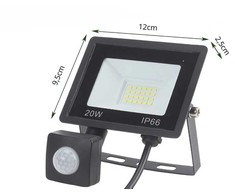 LED šviestuvas su judesio jutikliu 20W 6000K IP66
