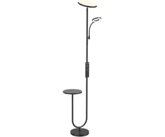 LED toršeras su staliuku ir skaitymo šviestuvu, juodos ir baltos spalvų, 25 × 25 × 175 cm