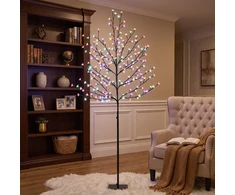 LED vyšnių žiedų medis, 200 LED, 11 režimų, juodas ir skaidrus, 60 × 60 × 180 cm