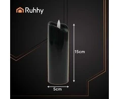 LED žvakės 12 vnt. 15 cm Ruhhy, juoda spalva, mirgančios liepsnos efektas