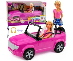 Lean Toys Lėlės ir automobilio rinkinys „Anlily“ su priedais, violetinis, 30 cm