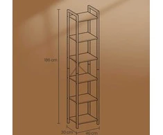 Songmics VASAGLE lentynos 6 lygiai 30 x 40 x 187,5 cm vintage ruda-juoda