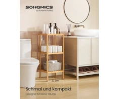 Songmics Lentyna iš bambuko, natūralios smėlinės spalvos, 33 × 33 × 79,5 cm